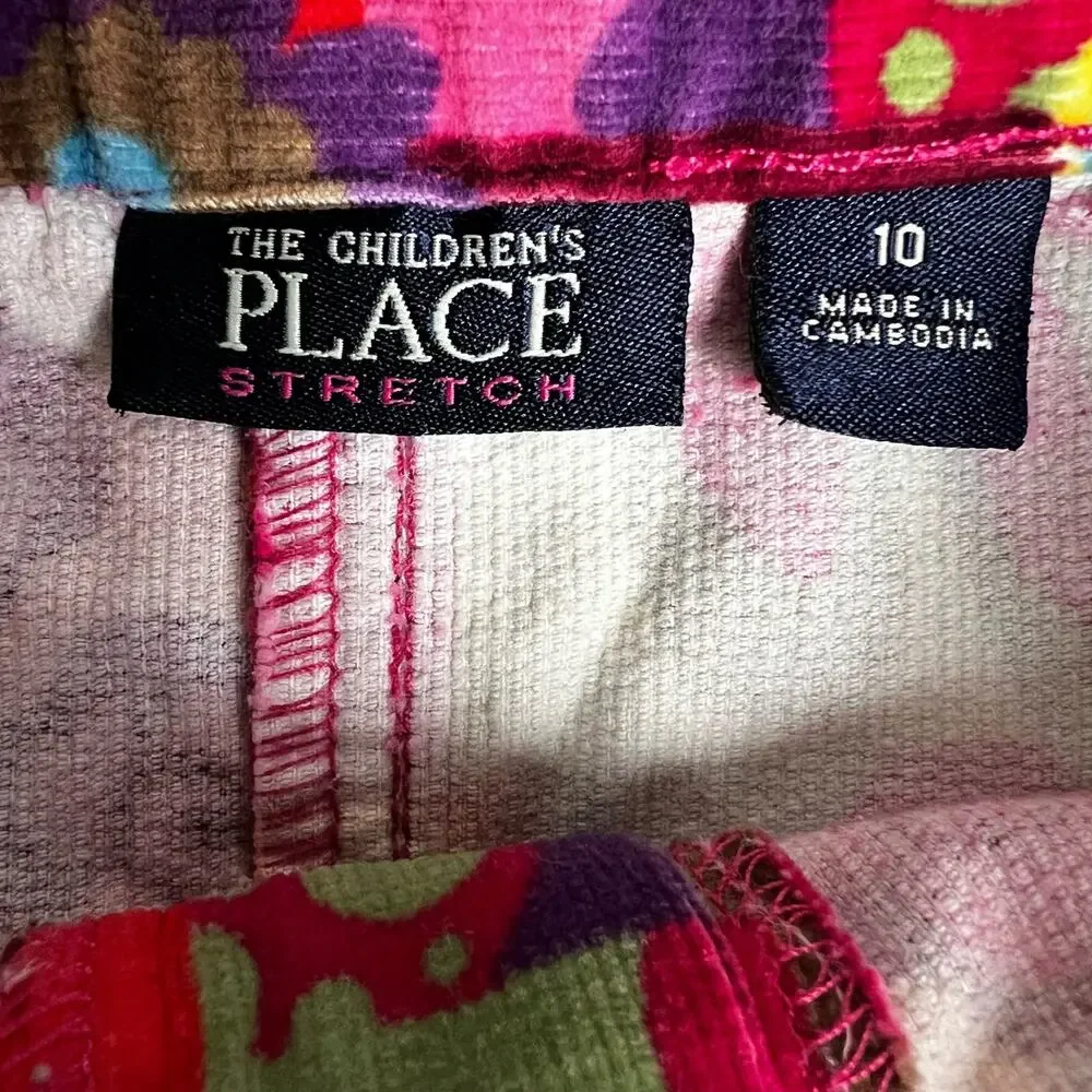 The Children's Place Vintage Y2K Corduroy A-Line Mod SKIRT Sz 10 Stretch Floral